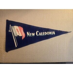 New Caledonia Felt Pennant World War 2 Era Pacific Island 15"x9.5"